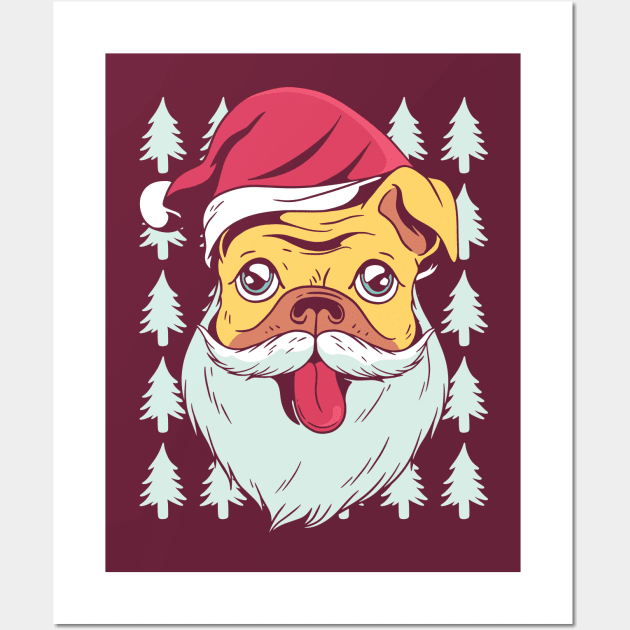 Cute Christmas Pug Wall Art by LR_Collections